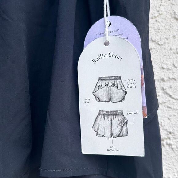 NWT Blogilates Ruffle Athletic Workout Shorts Women's XL Black Elastic Waist - Picture 8 of 9